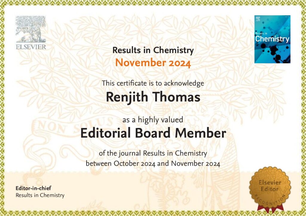 Results in Chemistry (IF 2.5) Editorial Board Member